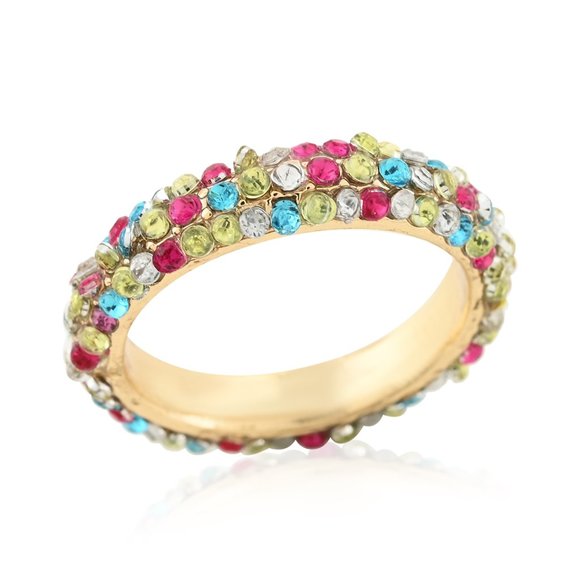Andante Multi Color Austrian Crystal Set of 3 Stackable Rings - Picture 5 of 10